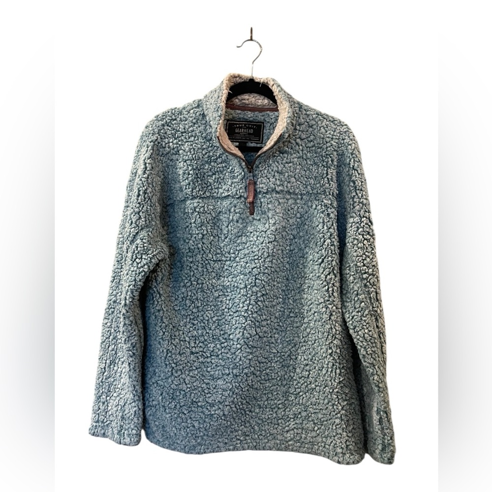 True Grit Women’s Sherpa Fleece 1/4 Zip Frosty Tip Pullover Blue Jacket Small